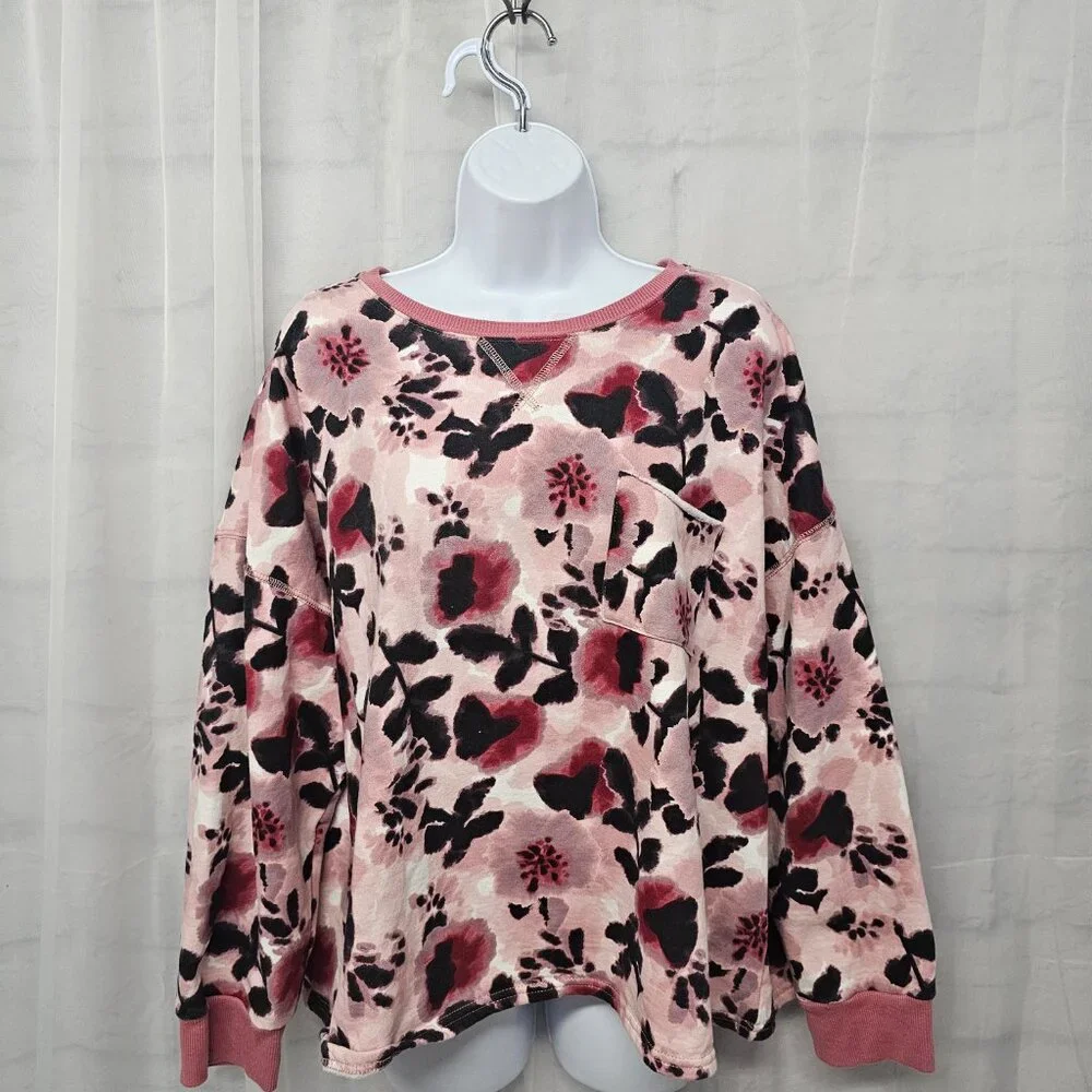 Dip Sweatshirt Grunge Floral Punk Goth Casual Pink Black 2X NWT - Picture 13 of 13